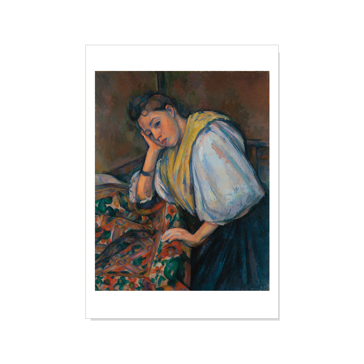Cézanne - Young Italian Woman at a Table - Postcard