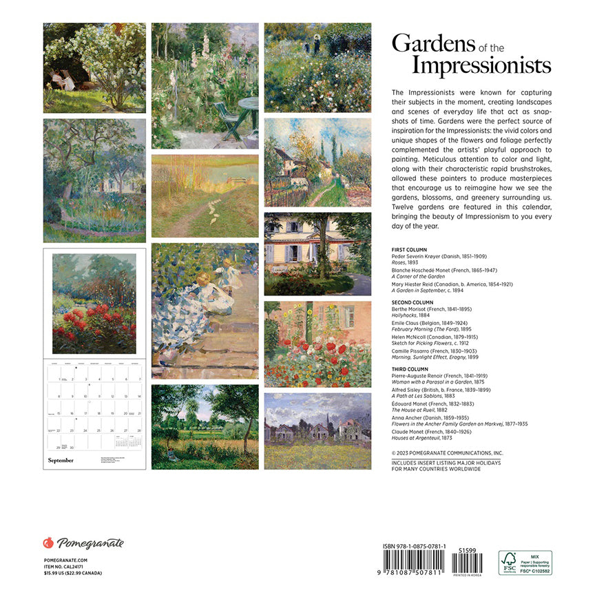 Wall Calendar 2024 - Gardens of the Impressionists