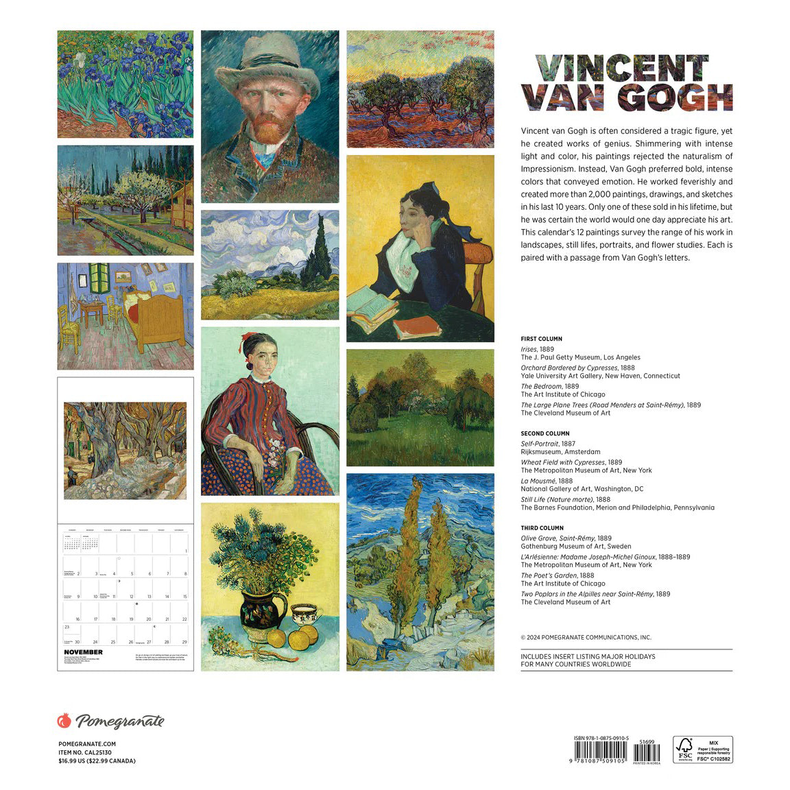 Wall Calendar 2025 - Vincent van Gogh