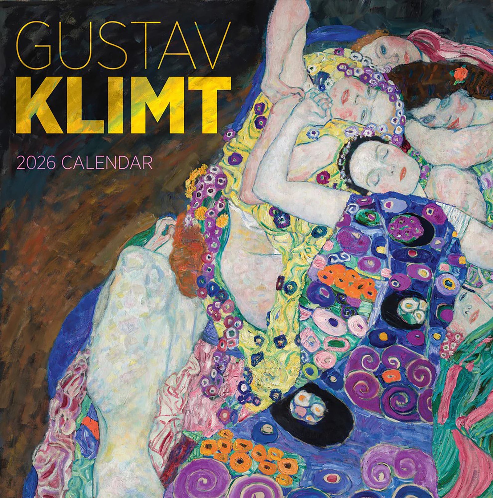 Gustav Klimt 2026 calendar cover with colorful artwork of women lying on top of each other