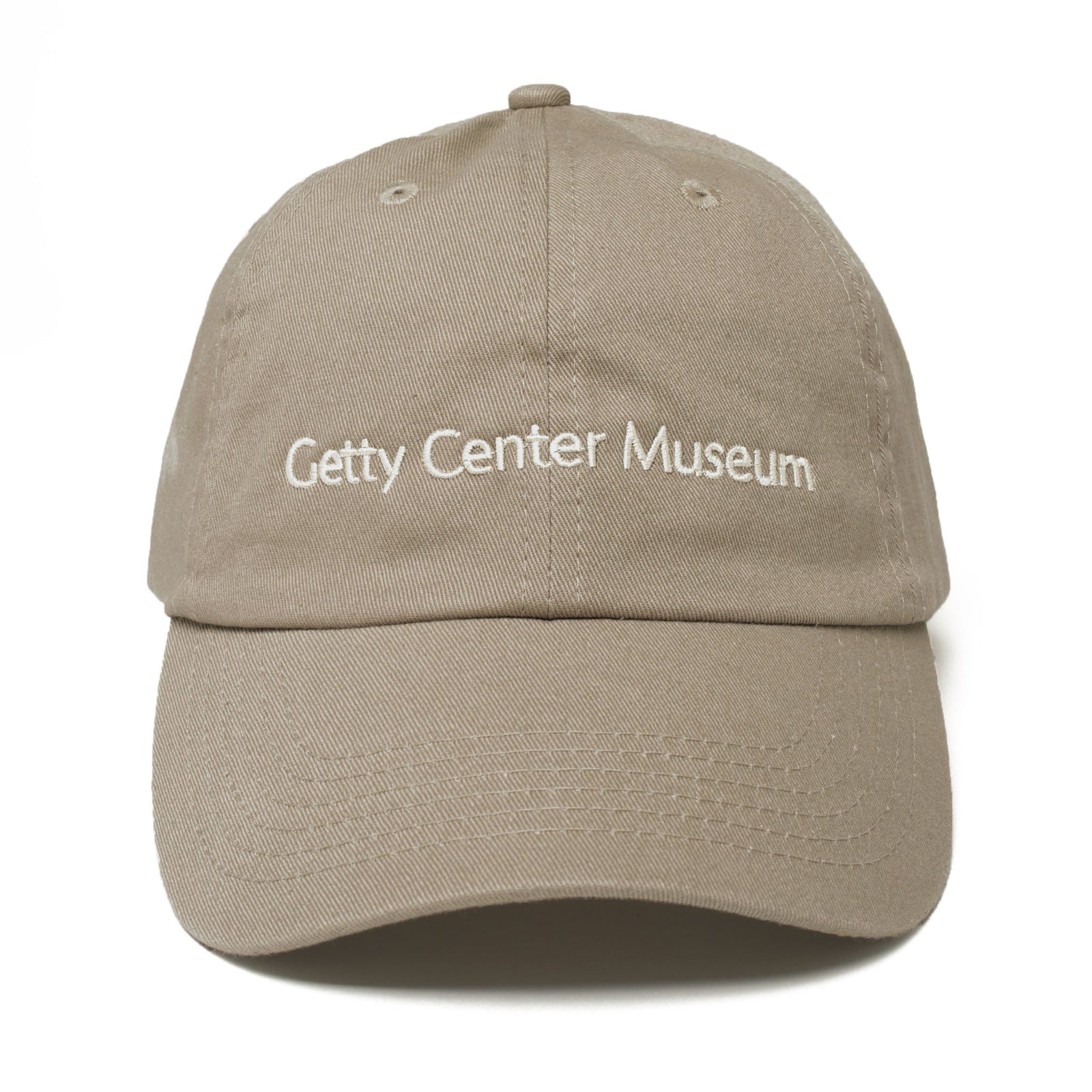 Beige cap with 'Getty Center Museum' text on a white background