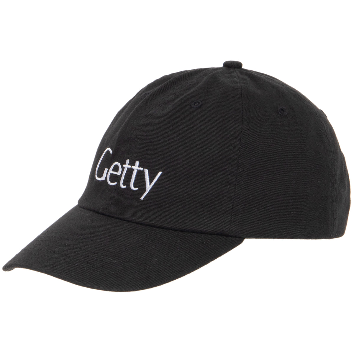 Getty Embroidered Logo Cap - Black with White Logo