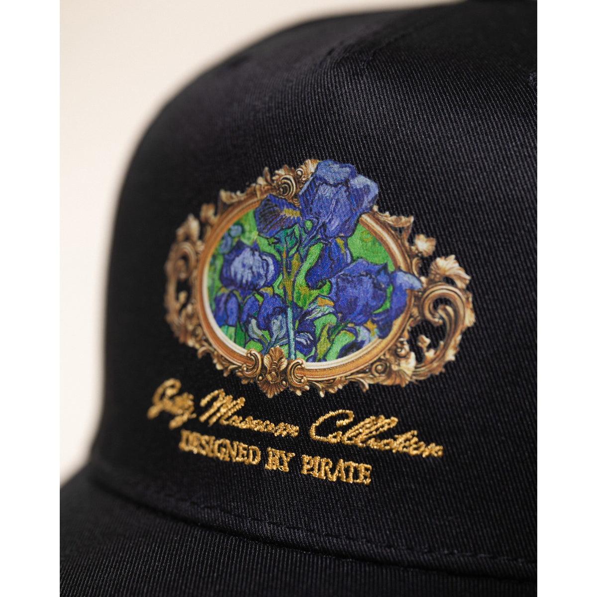Van Gogh Irises 5 Panel Hat - Black