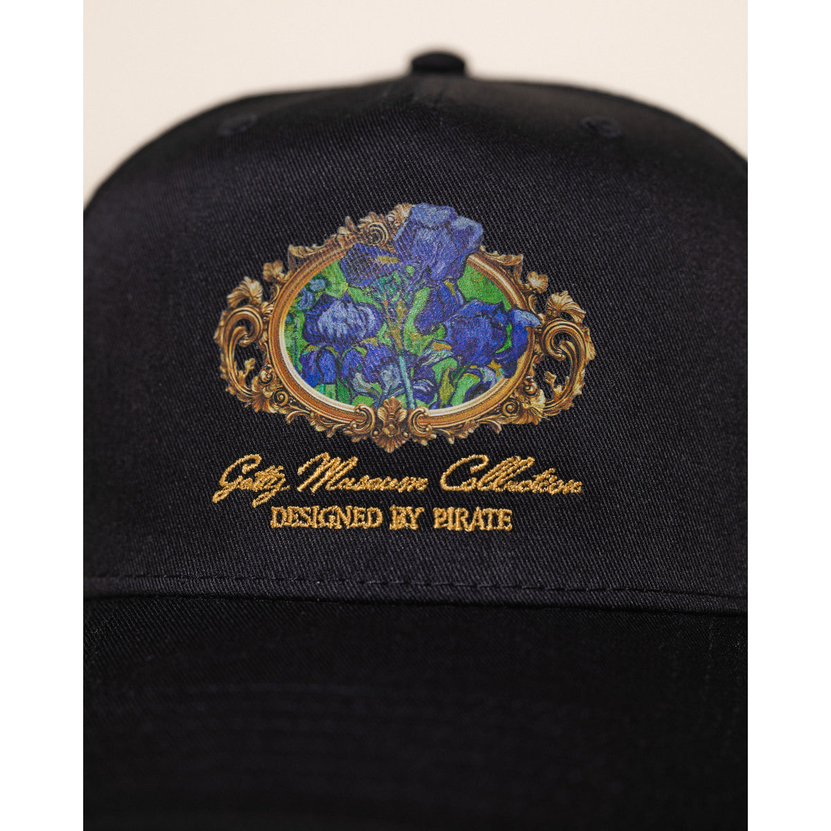 Van Gogh Irises 5 Panel Hat - Black