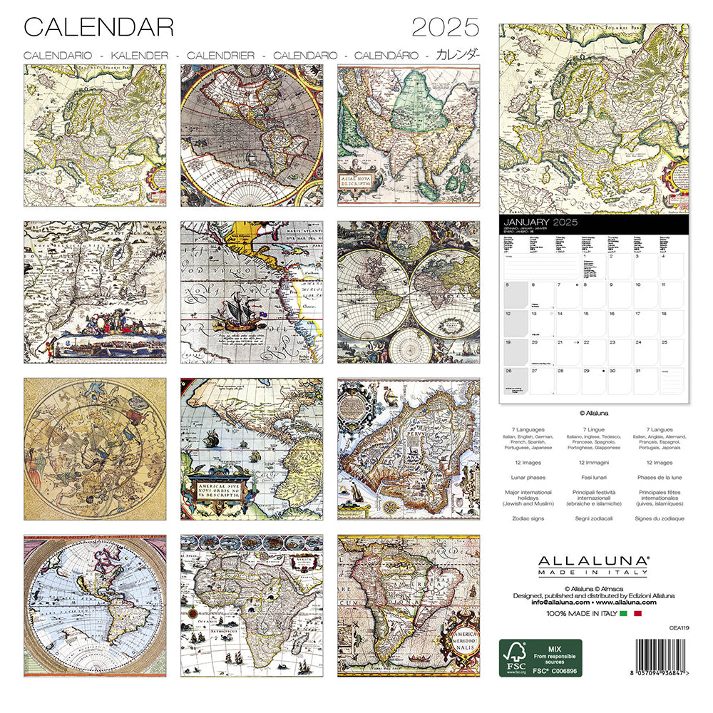 Wall Calendar 2025 - Antique Maps