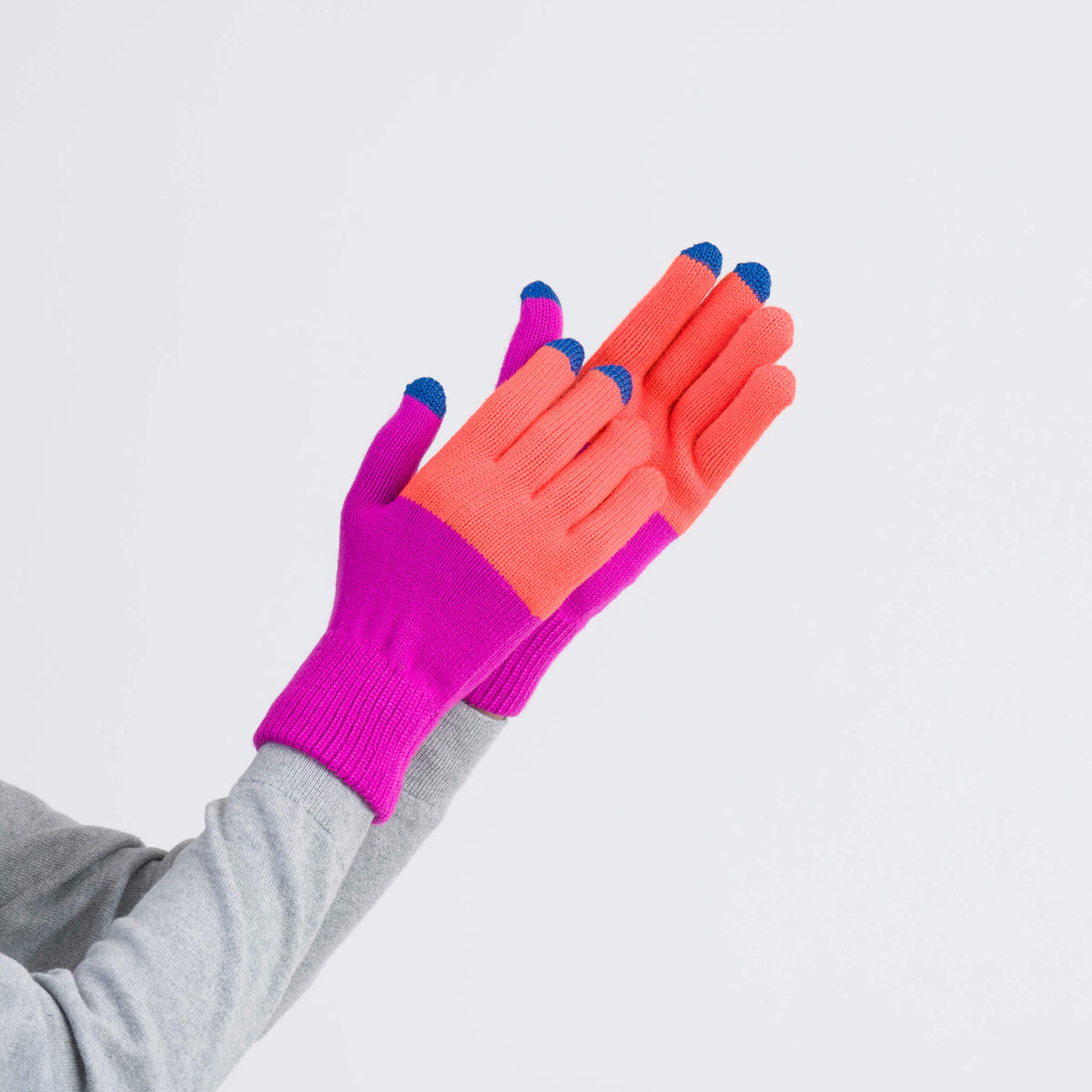 Colorblock Touchscreen Gloves - Poppy & Magenta