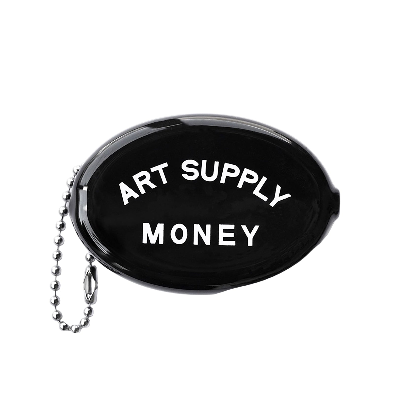 Black pouch with 'Art Supply Money' text on a white background