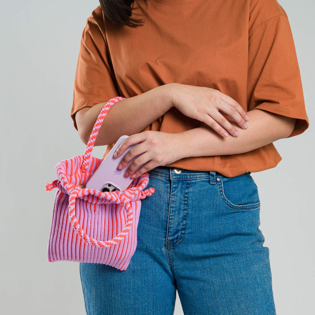 Candy Stripe Mini Tote (Poppy Lilac)