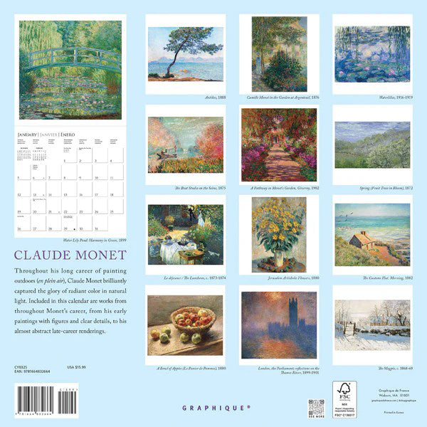 Wall Calendar 2025 - Claude Monet