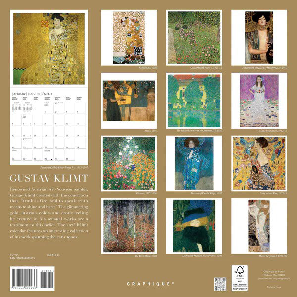 Wall Calendar 2025 - Gustav Klimt