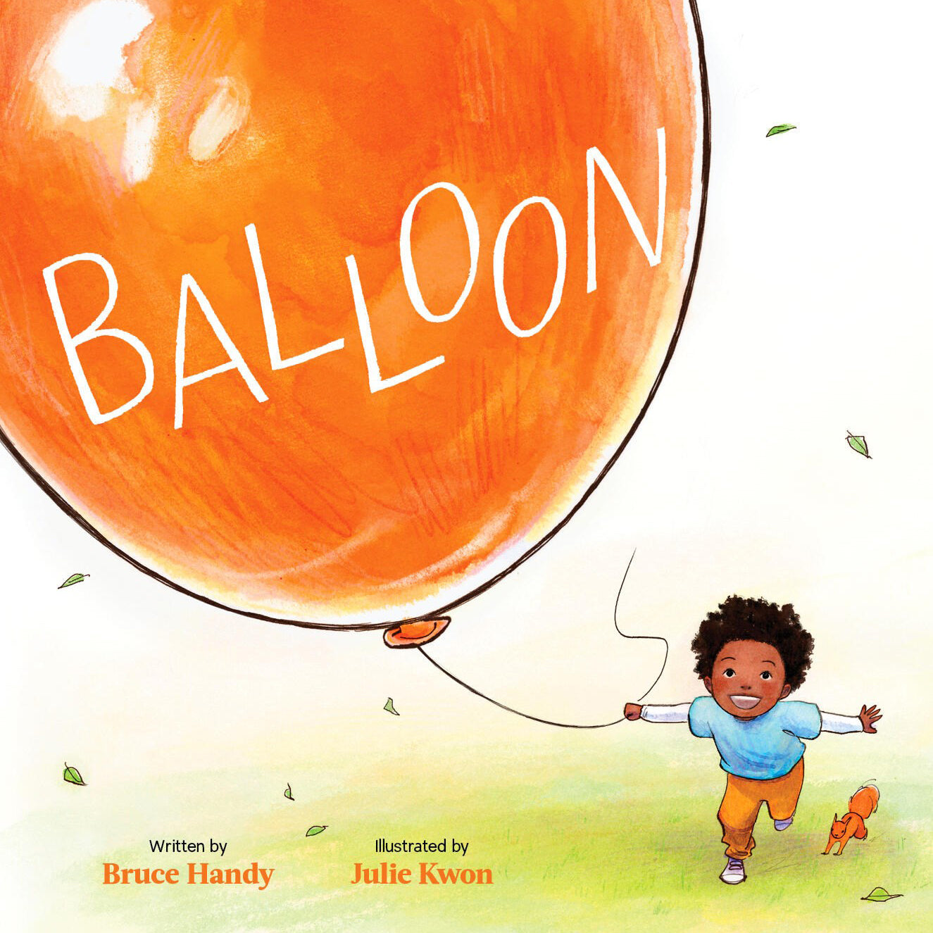 Book cover of 'Balloon' with a child holding a large orange balloon.