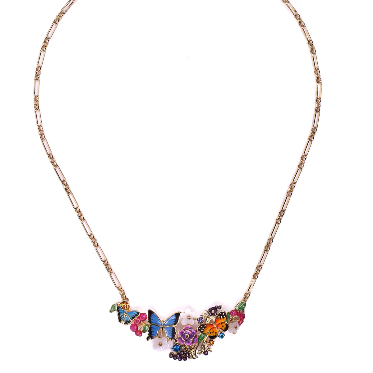 Enamel Butterfly Statement Necklace