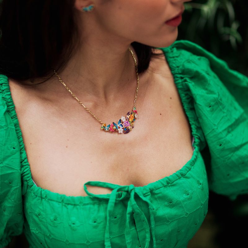 Enamel Butterfly Statement Necklace