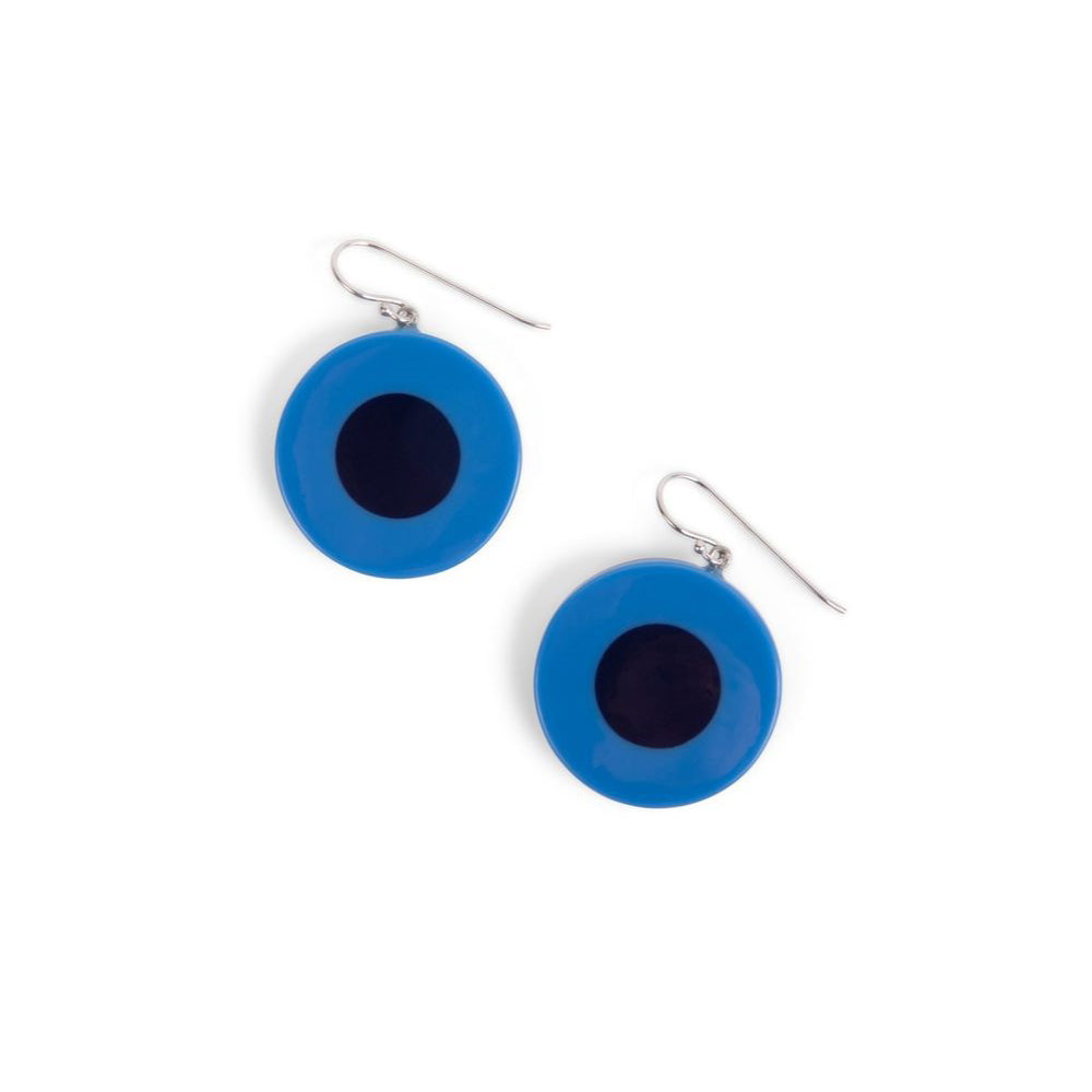French Dot Pattern Earrings (Blue)