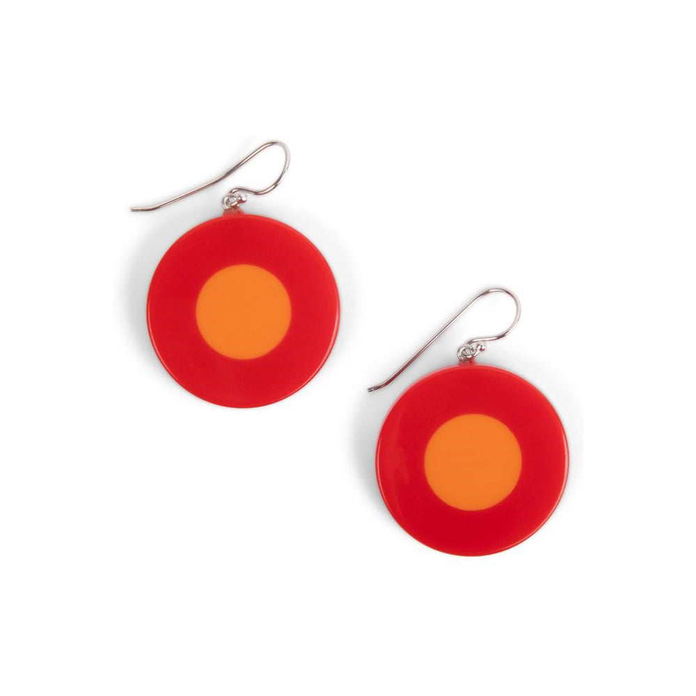French Dot Pattern Earrings (Red &amp; Orange)
