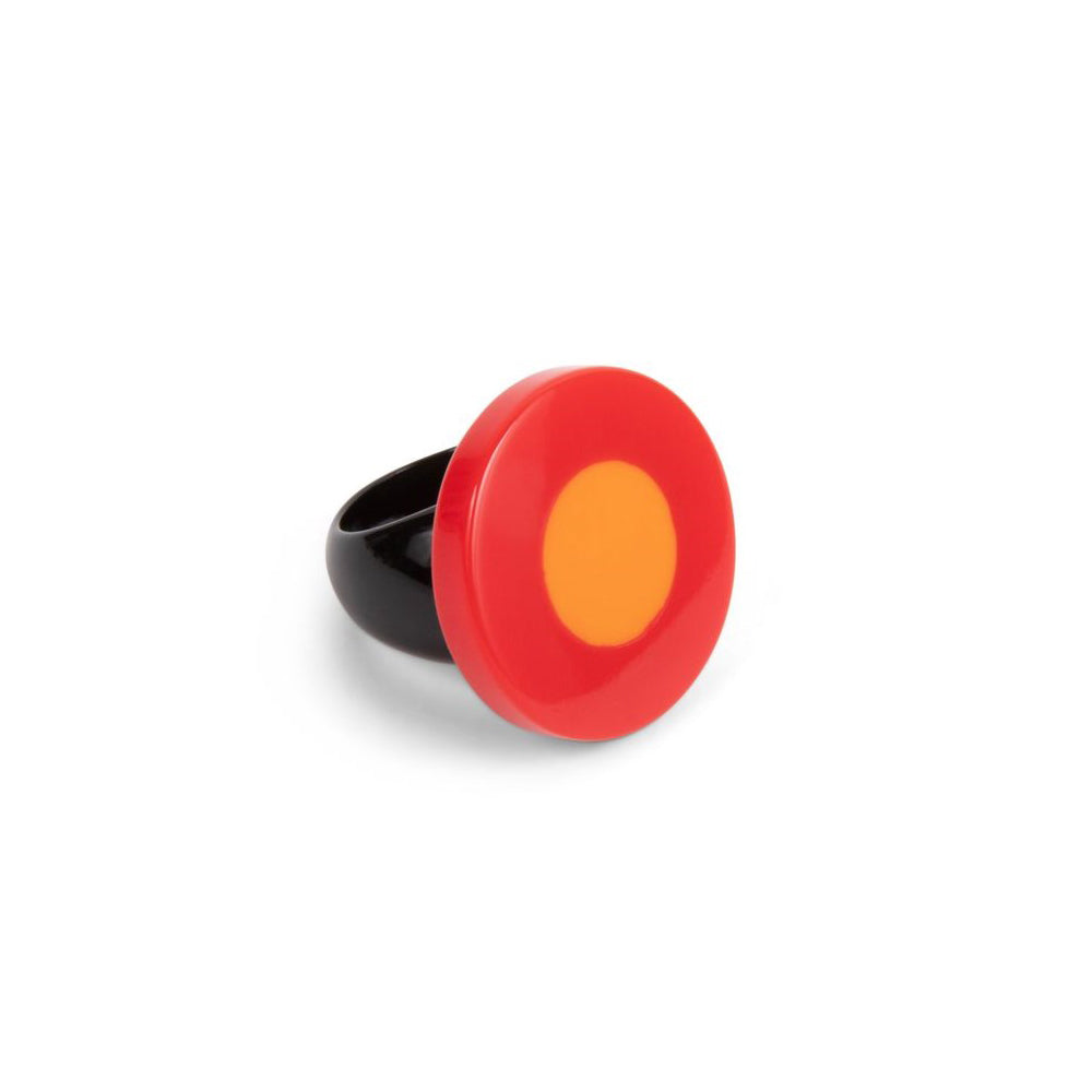 French Dot Pattern Ring (Red &amp; Orange)