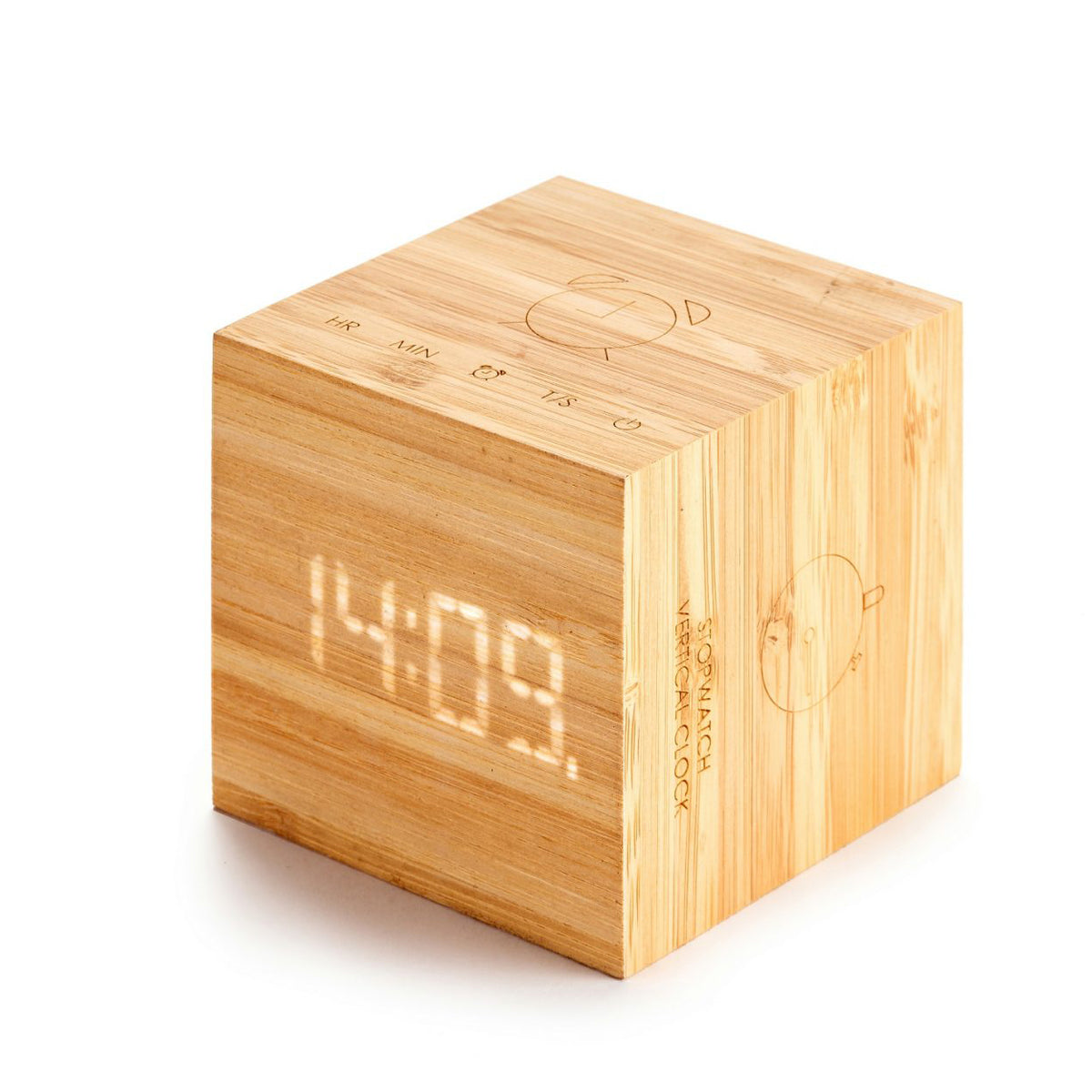 Cube Plus Clock - Bamboo