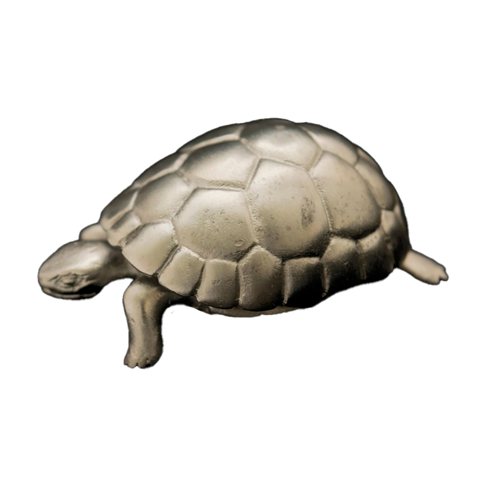 Bronze turtle figurine on a white background