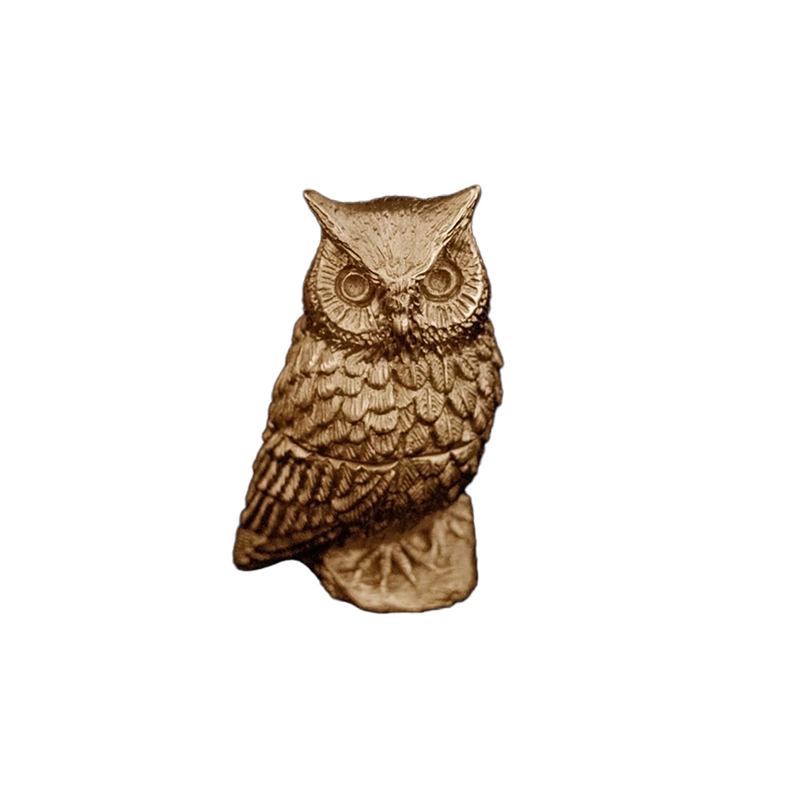 Bronze owl figurine on a white background