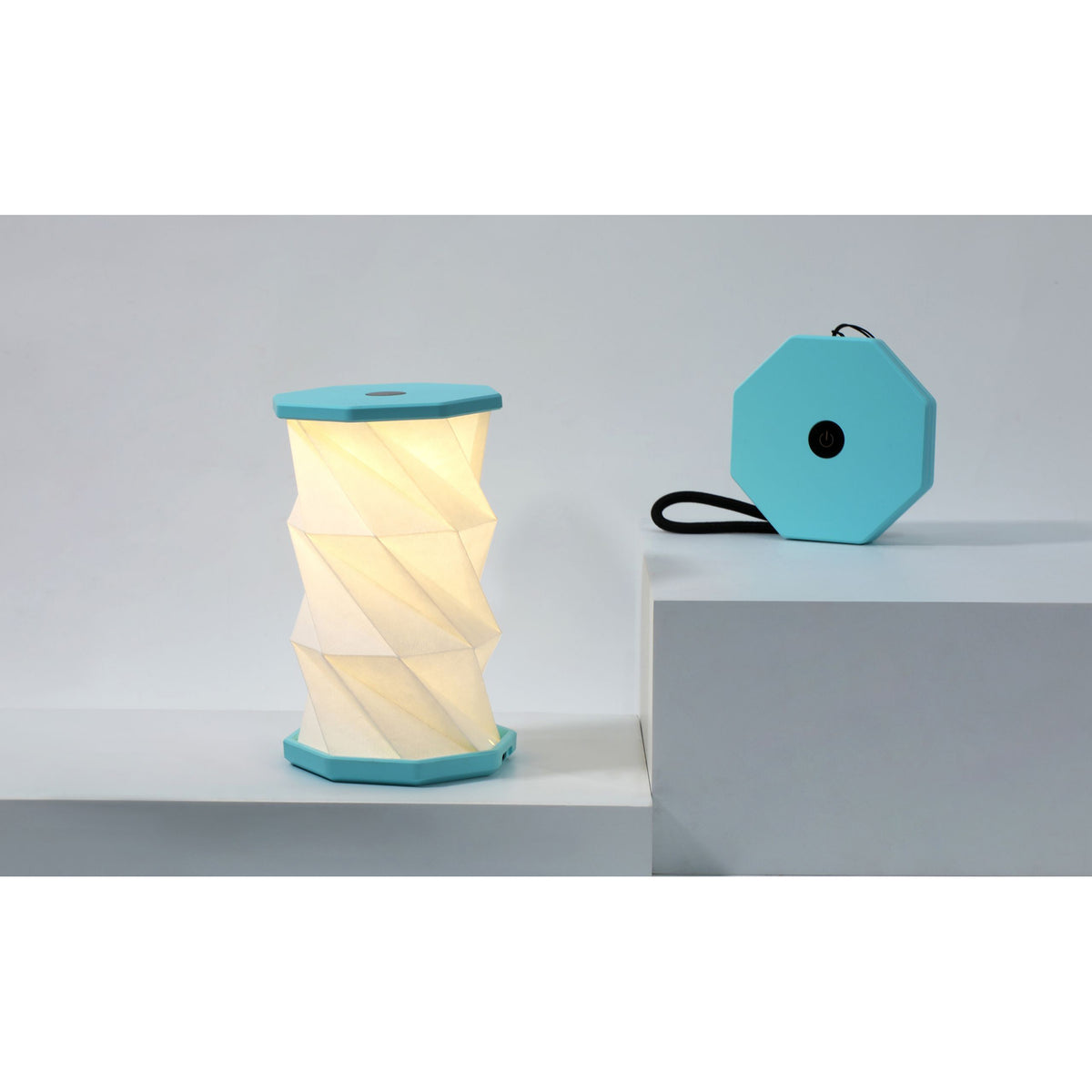 Mini Twist Hexagon Lamp - Teal