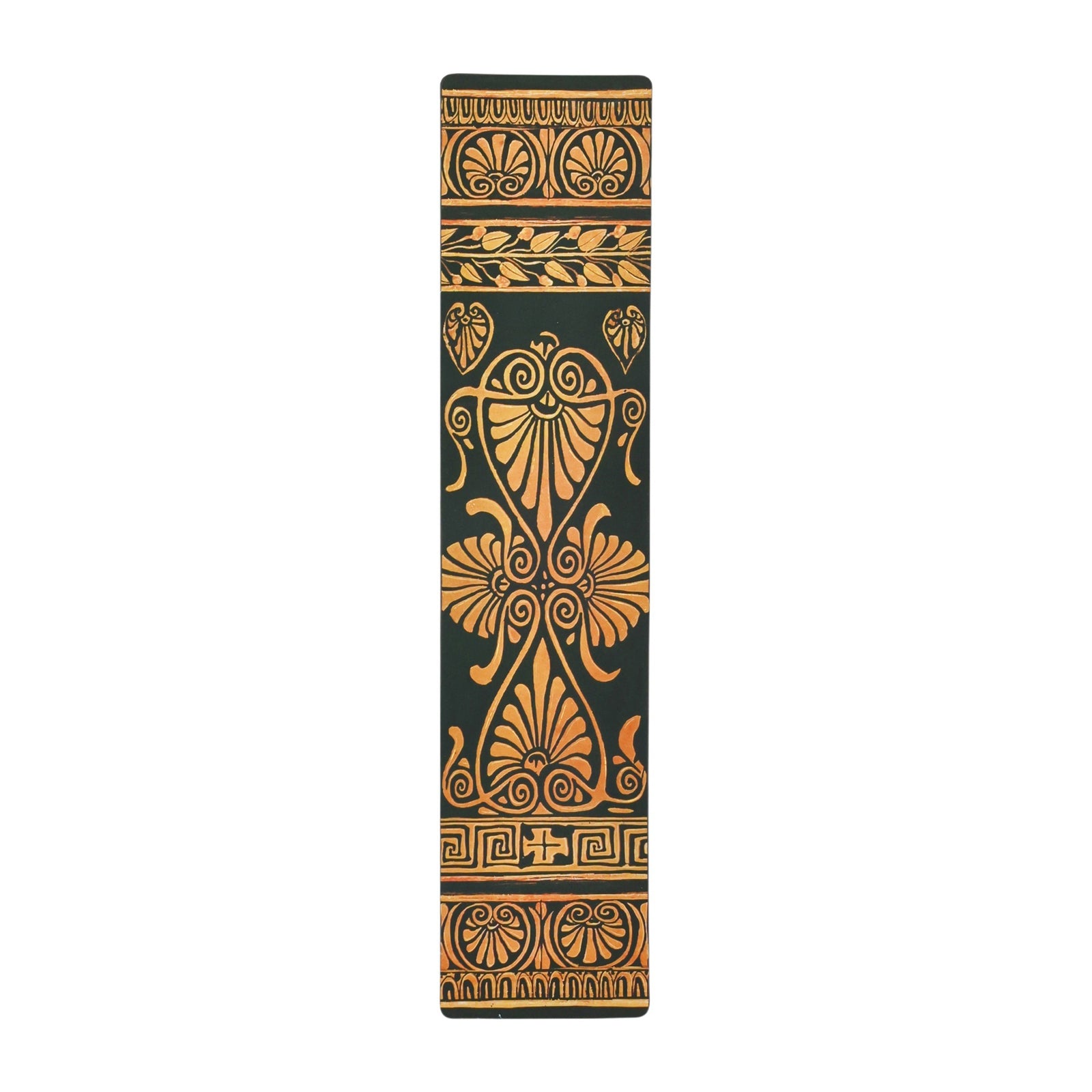Decorative bookmark with ancient Greek design on a black background