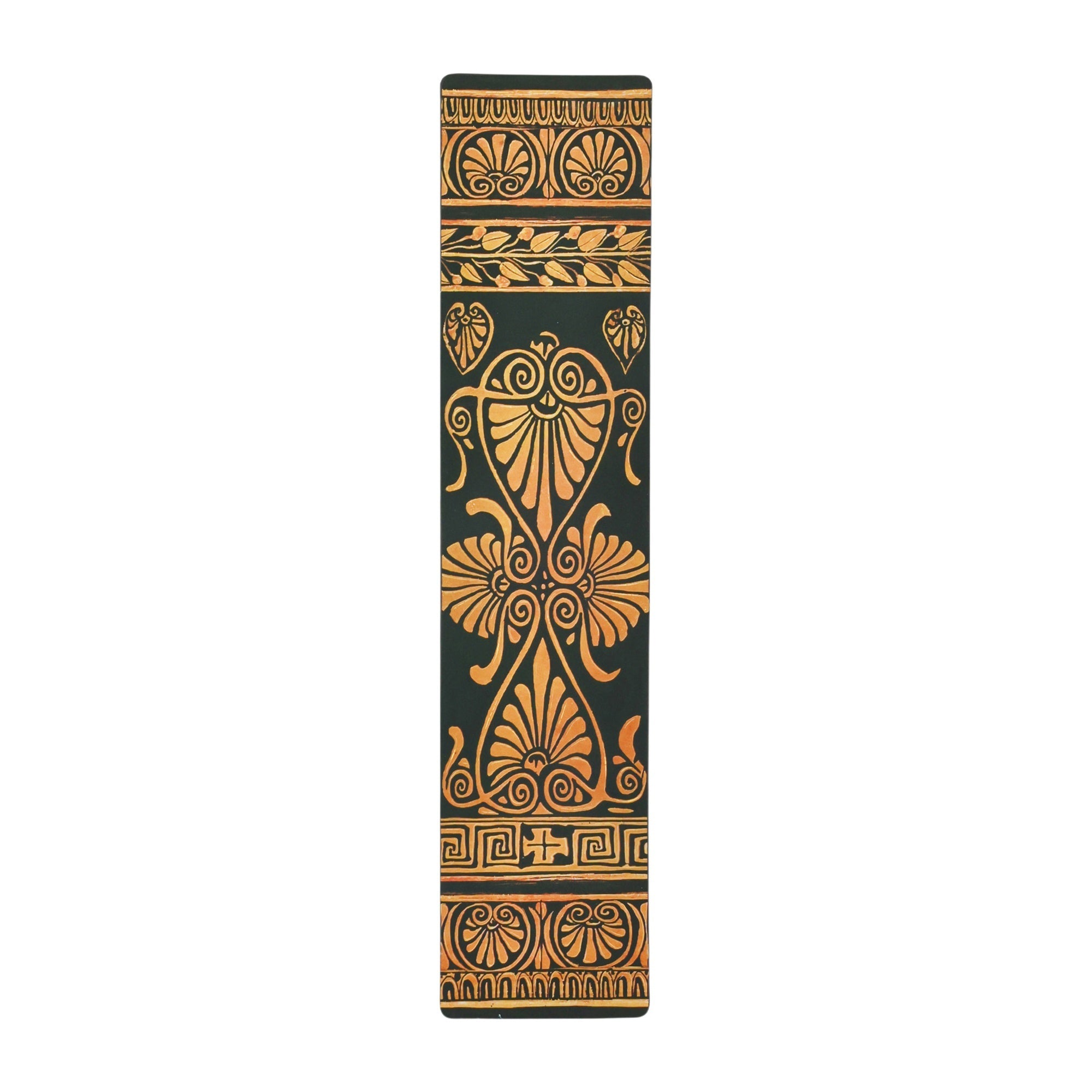 Decorative bookmark with ancient Greek design on a black background