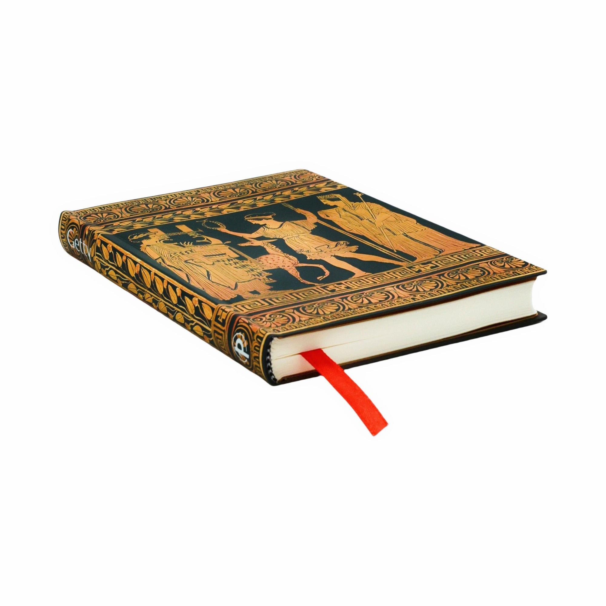 Decorative notebook with classical design on a black background