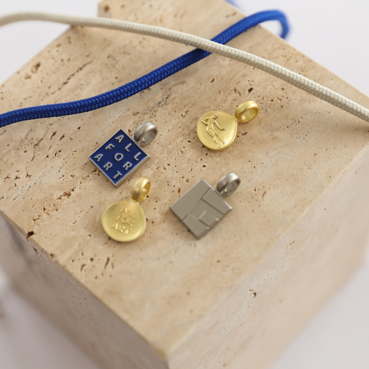 Charms on a travertine background