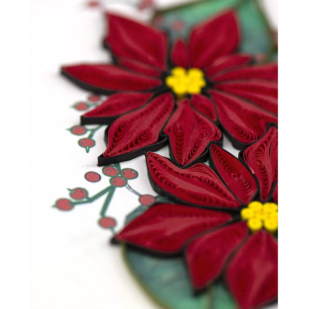Quilled Poinsettia Wreath Holiday Card