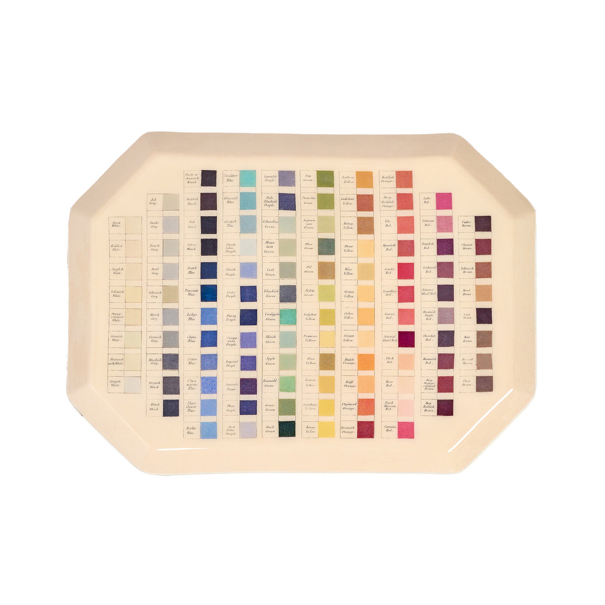 Color swatch chart on a white background
