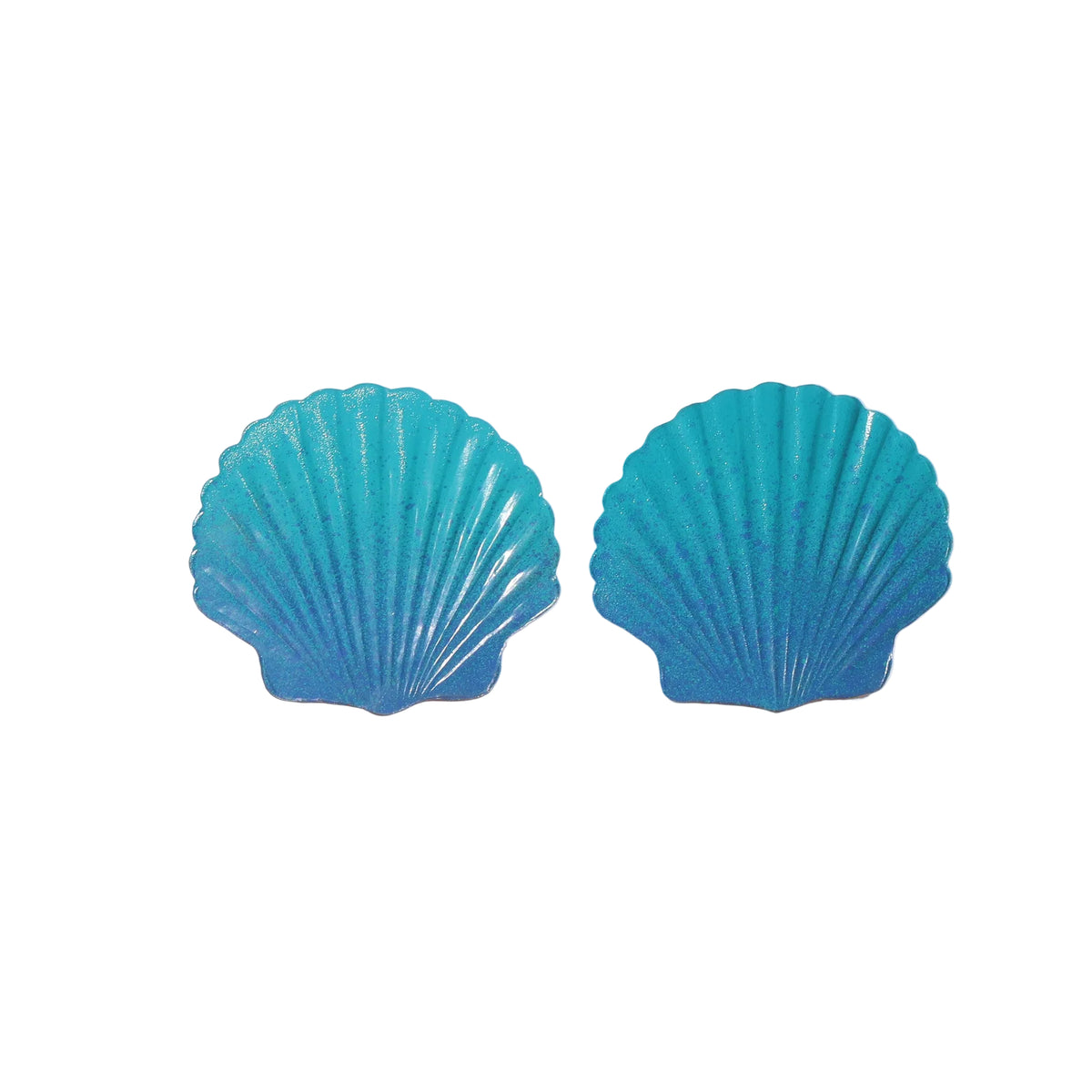 Pair of blue shell-shaped earrings