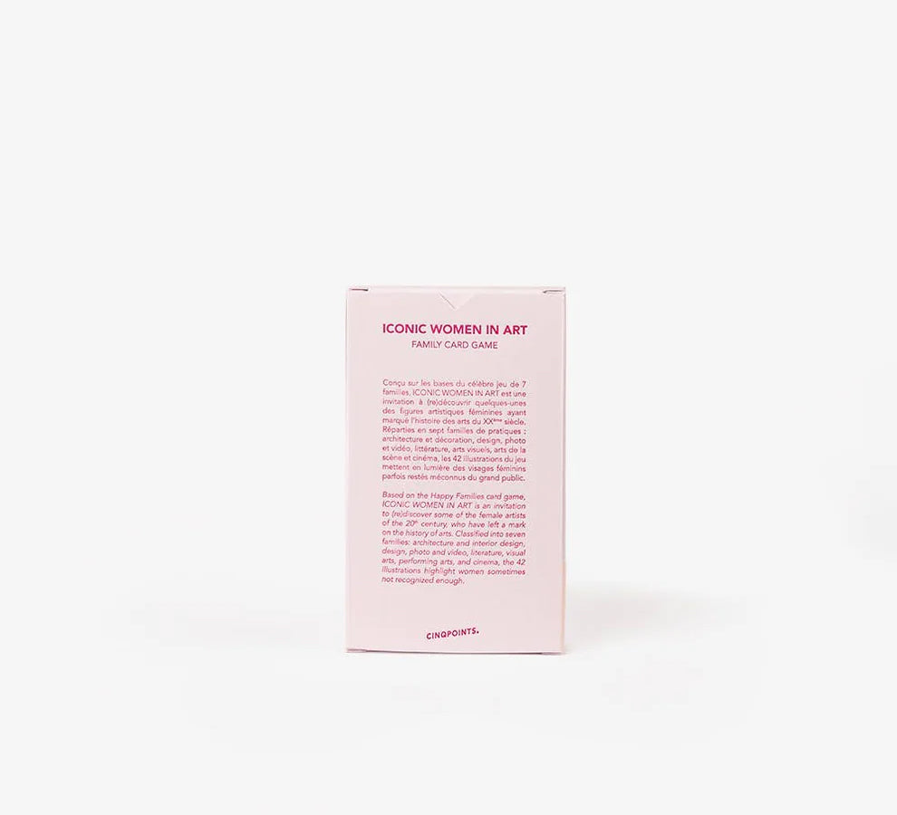 Card game box titled 'Iconic Women in Art' on a white background