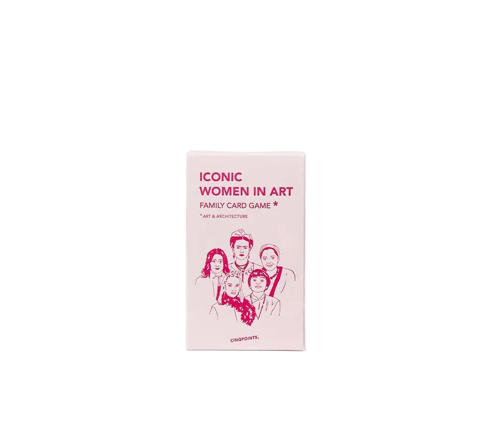 Card game box titled 'Iconic Women in Art' on a white background