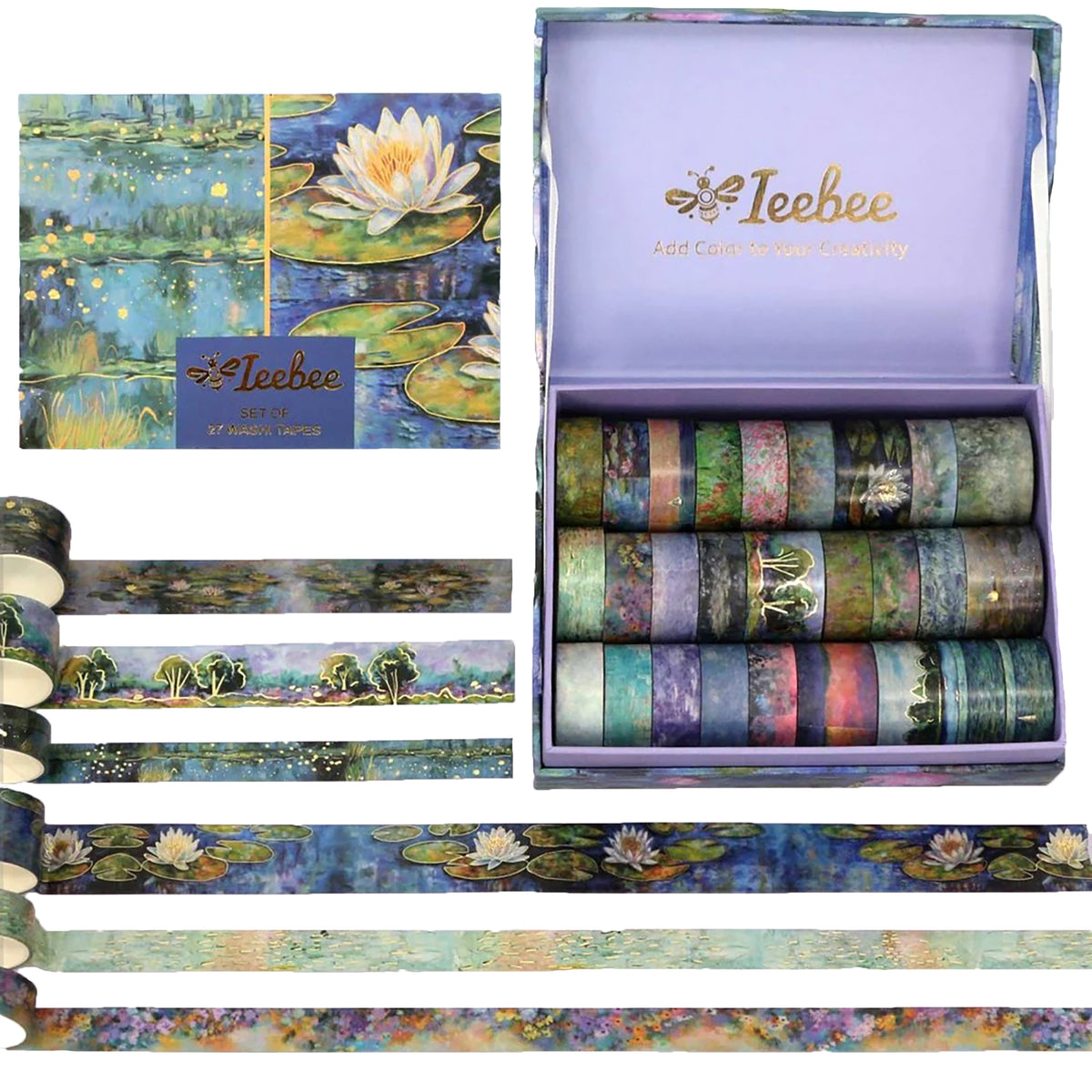 27 Roll Washi Tape Set – Monet’s Garden