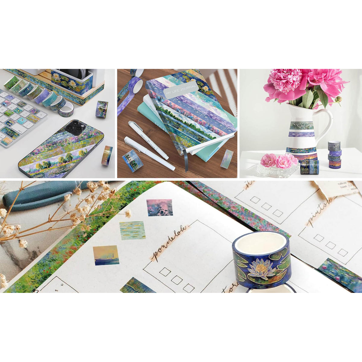 27 Roll Washi Tape Set – Monet’s Garden