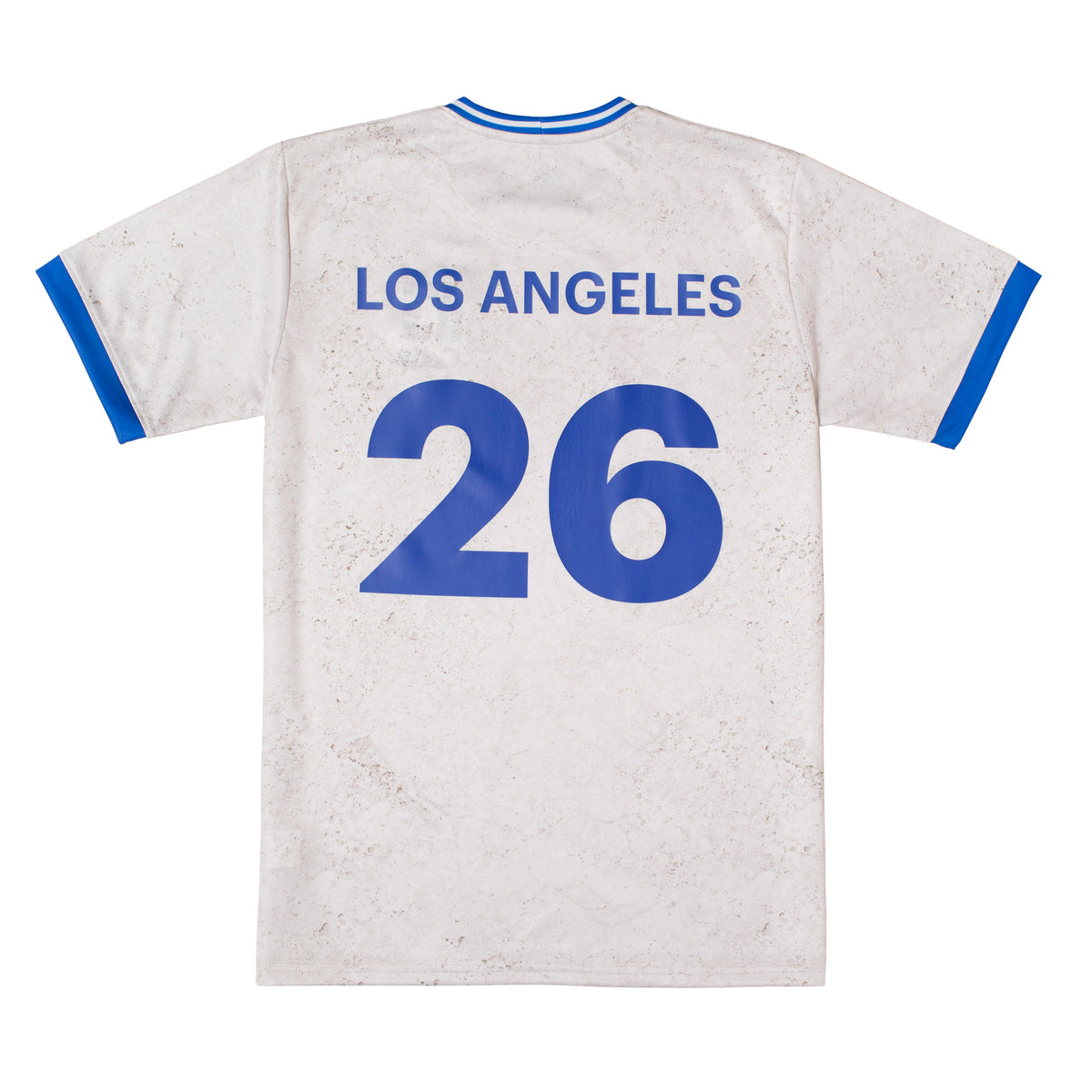 White sports jersey with 'Los Angeles' and number '26' printed on the back