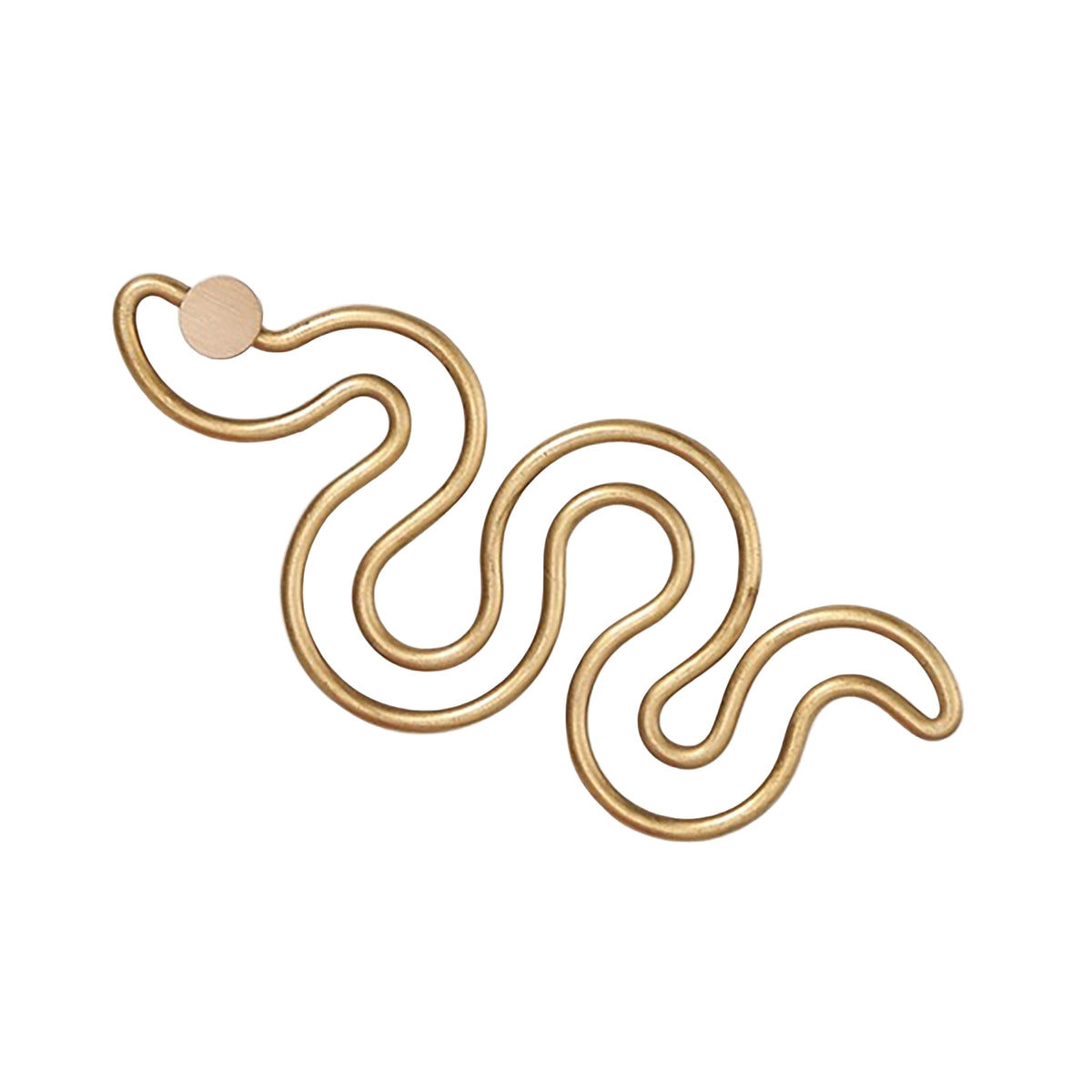 Gold snake-shaped keychain on a white background