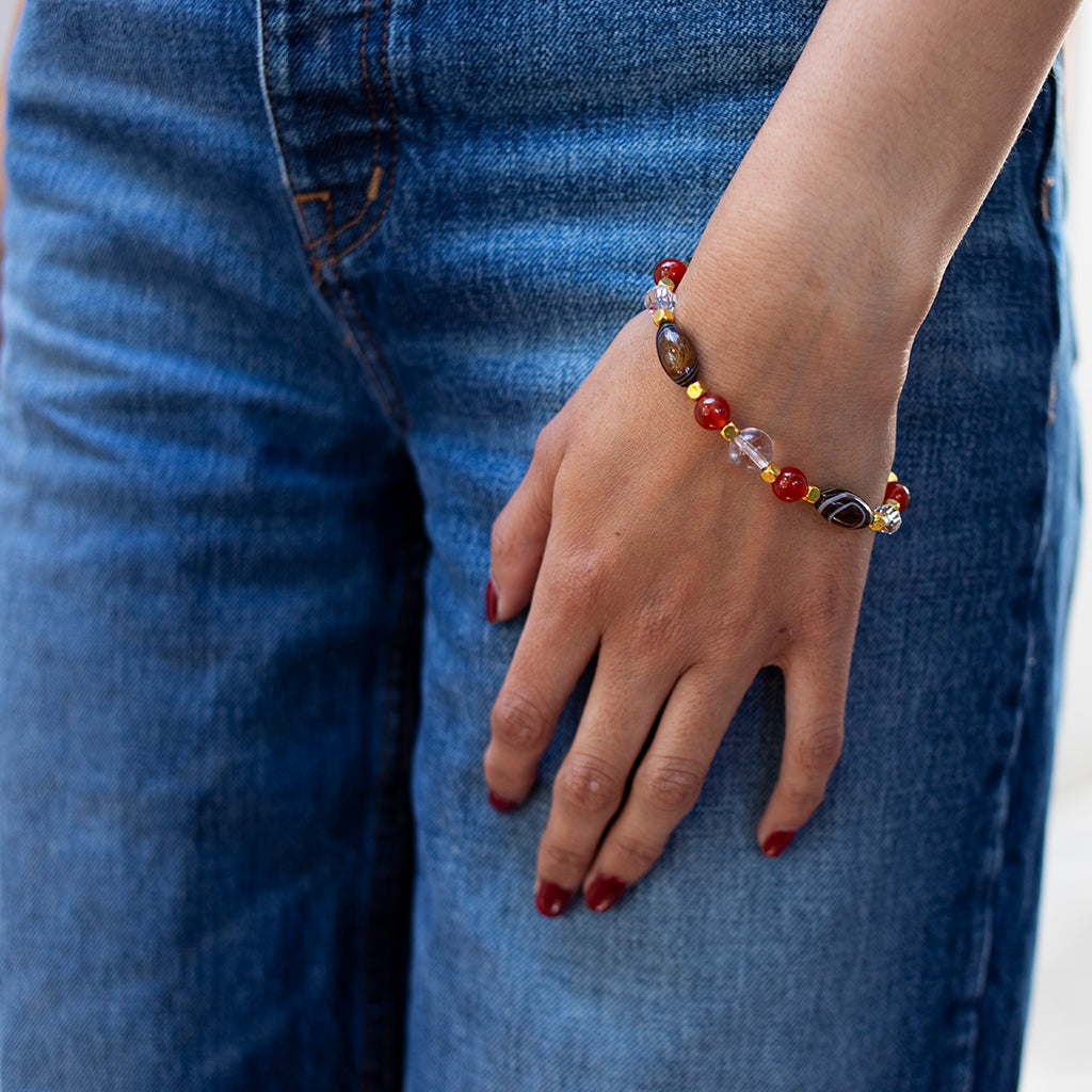 Carnelian, Agate, Crystal Bracelet