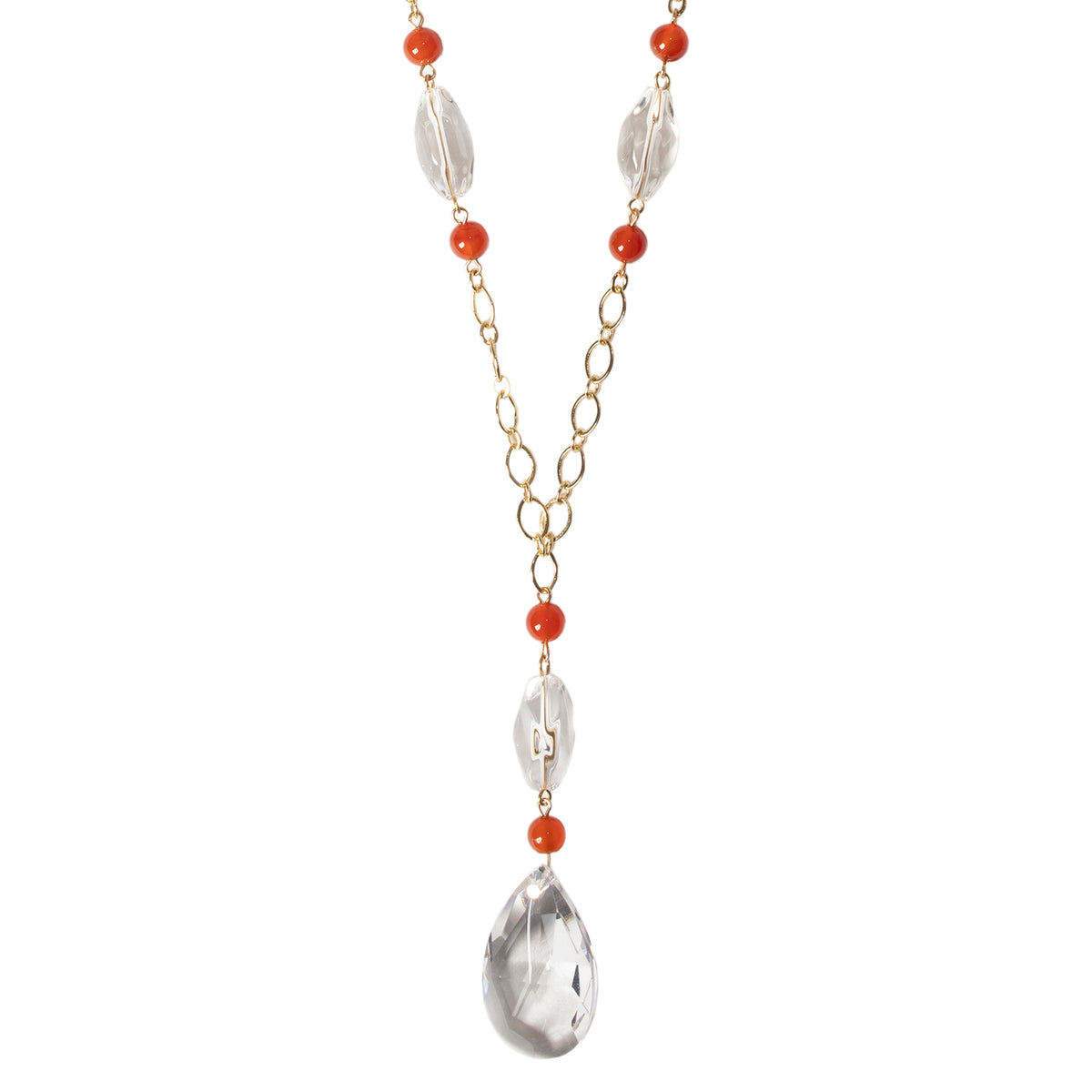 Carnelians and Crystals with Crystal Pendant Necklace