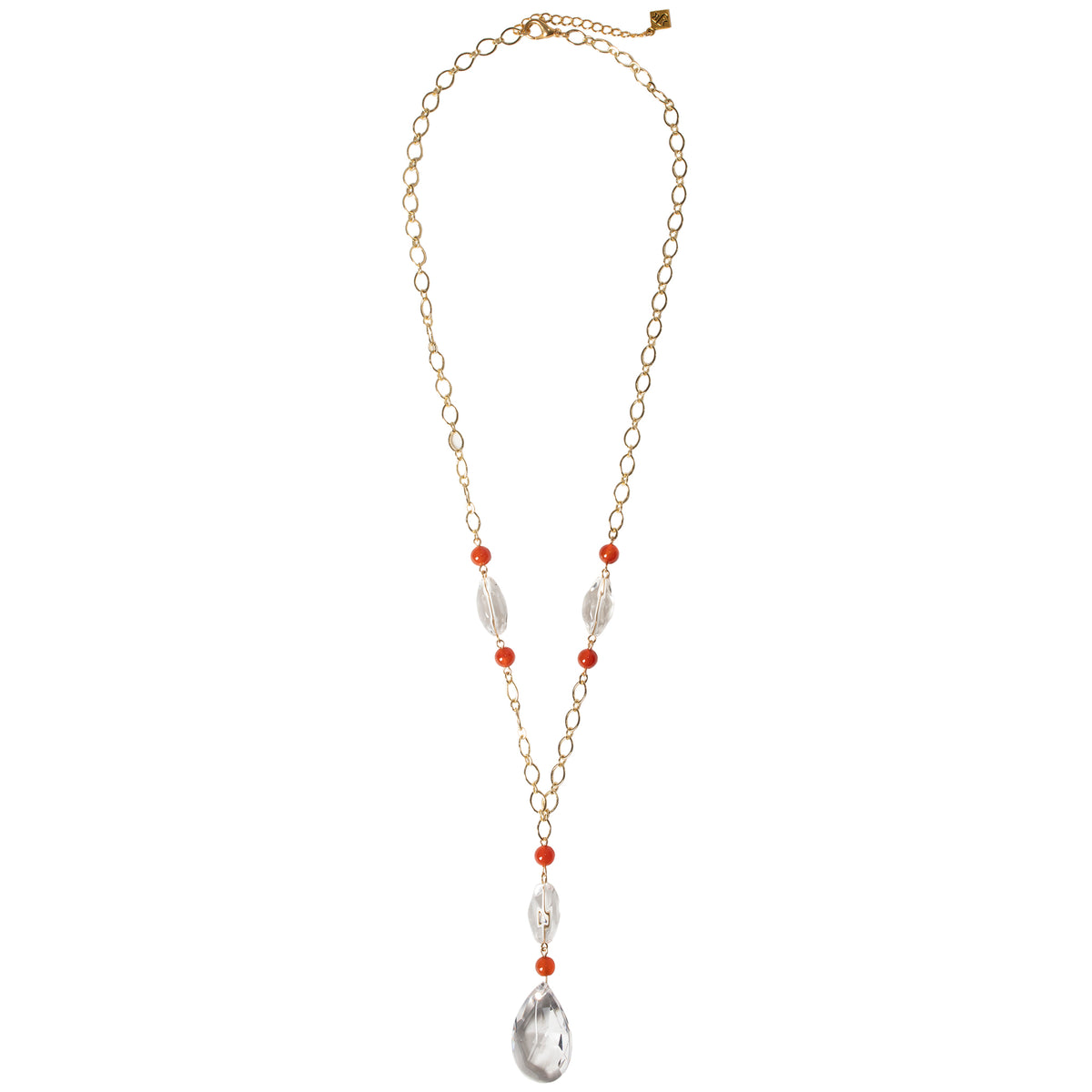 Carnelians and Crystals with Crystal Pendant Necklace