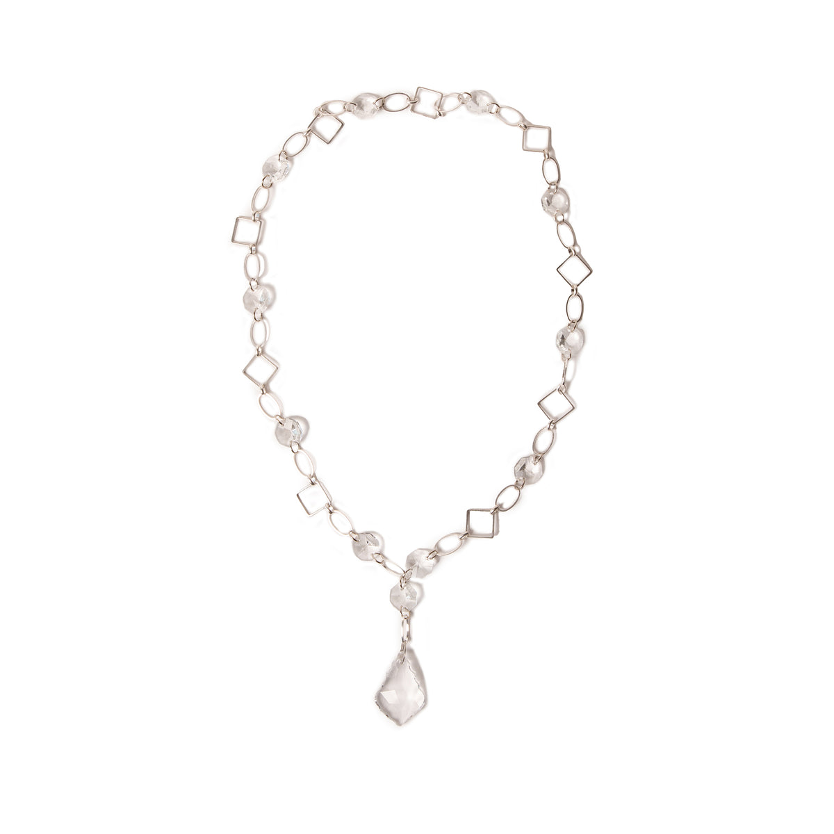 Geometric Chain Sculpted Crystal Necklace