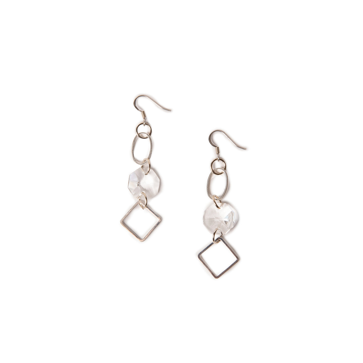 Geometric Chain Sculpted Crystal Earrings