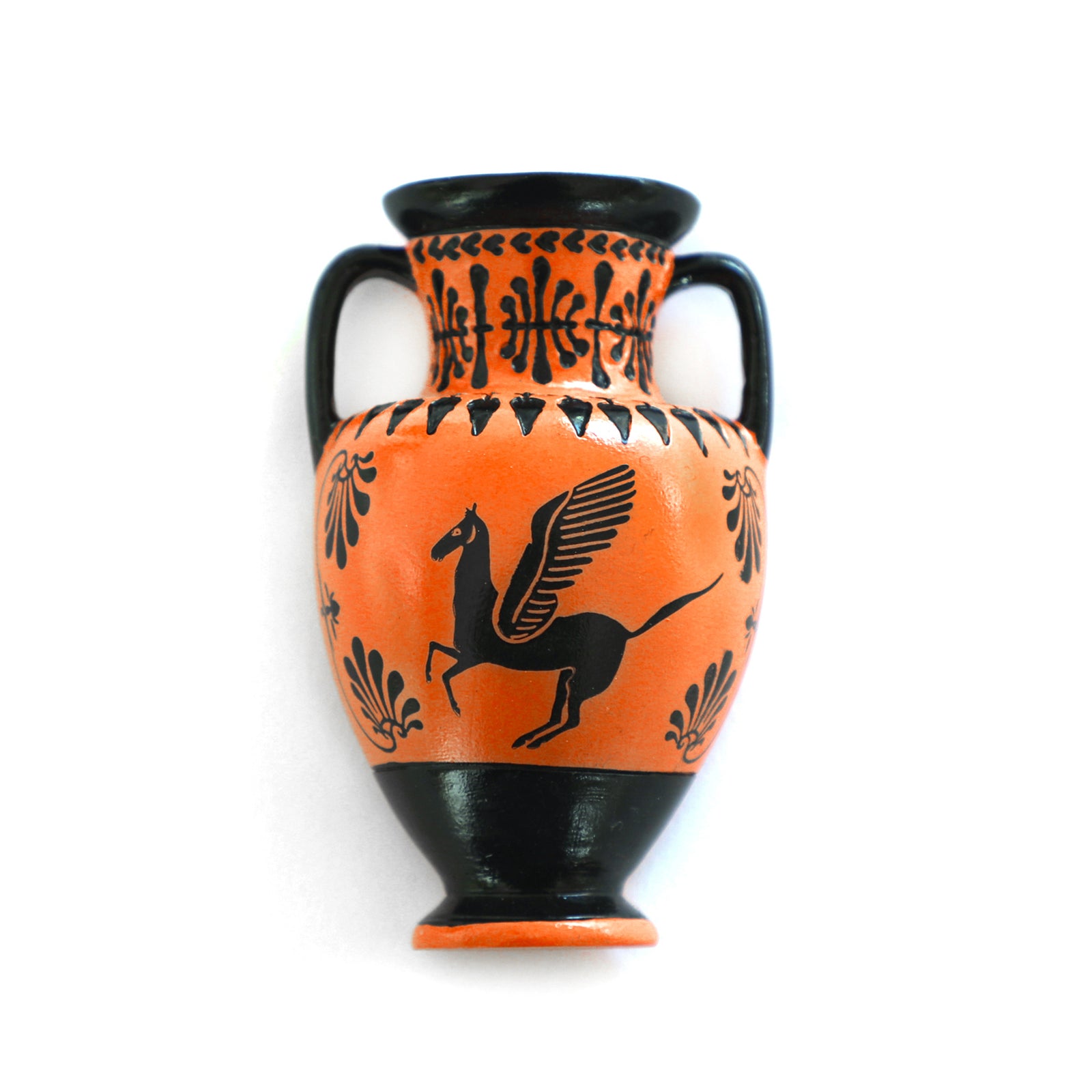 A resin magnet with an illustration of Pegasus inspired by a Greek neck-amphora vessel.