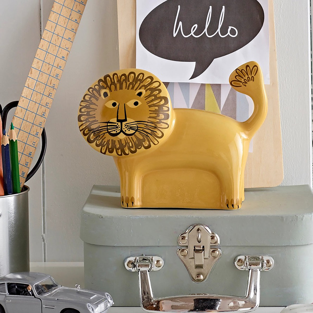 Ceramic Lion Money Bank