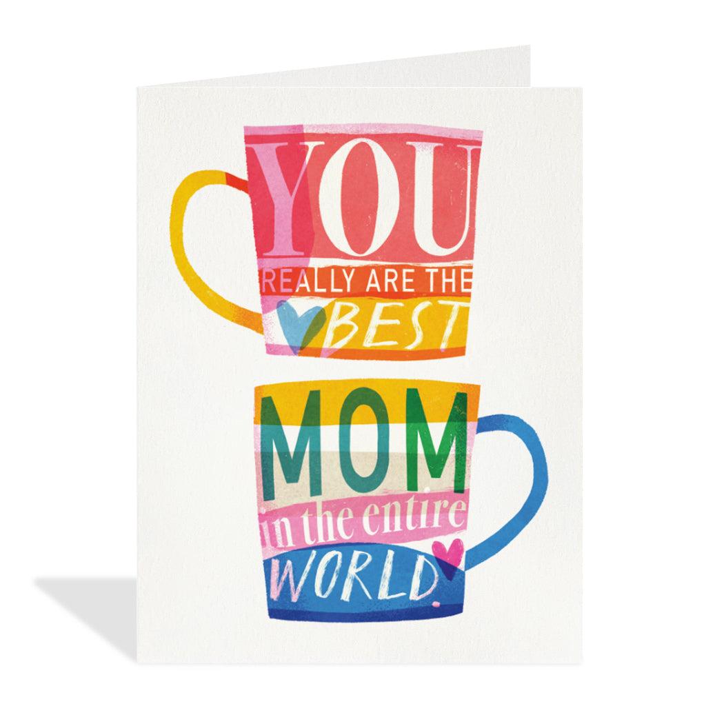 Greeting card with colorful mugs