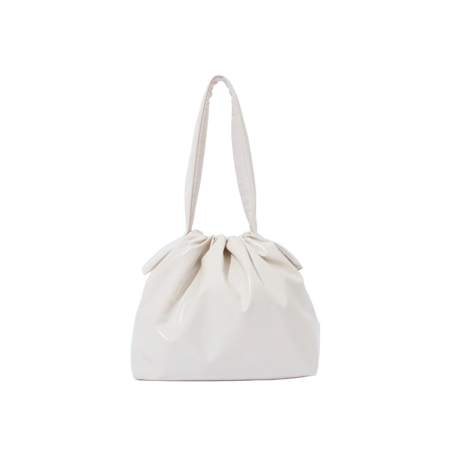 Beige handbag on a white background
