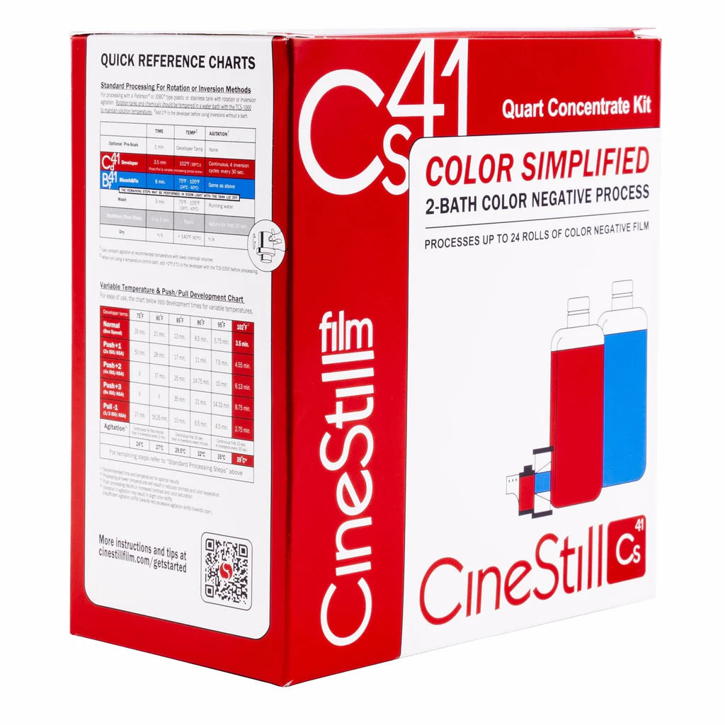 CineStill CS41 Color Simplified film processing kit packaging on a white background