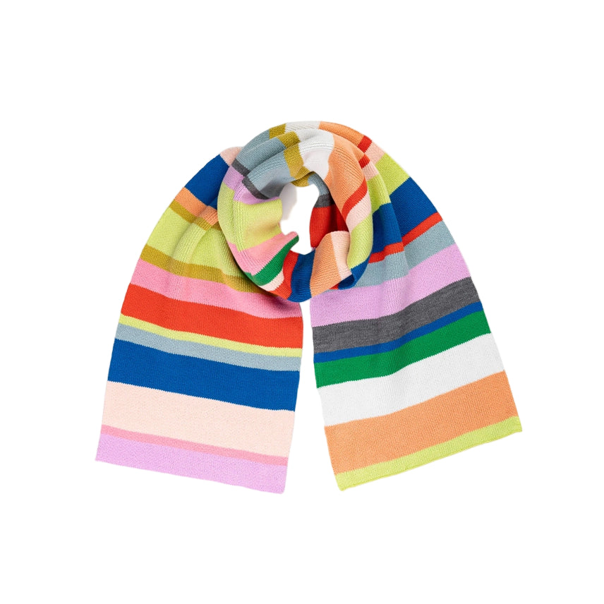 Colorful striped scarf on a white background