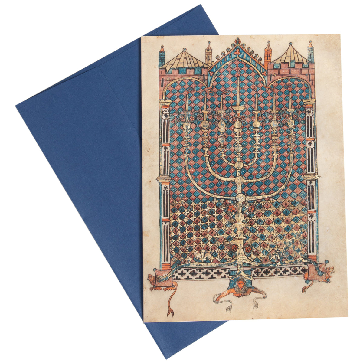 Decorative card with intricate design and blue envelope