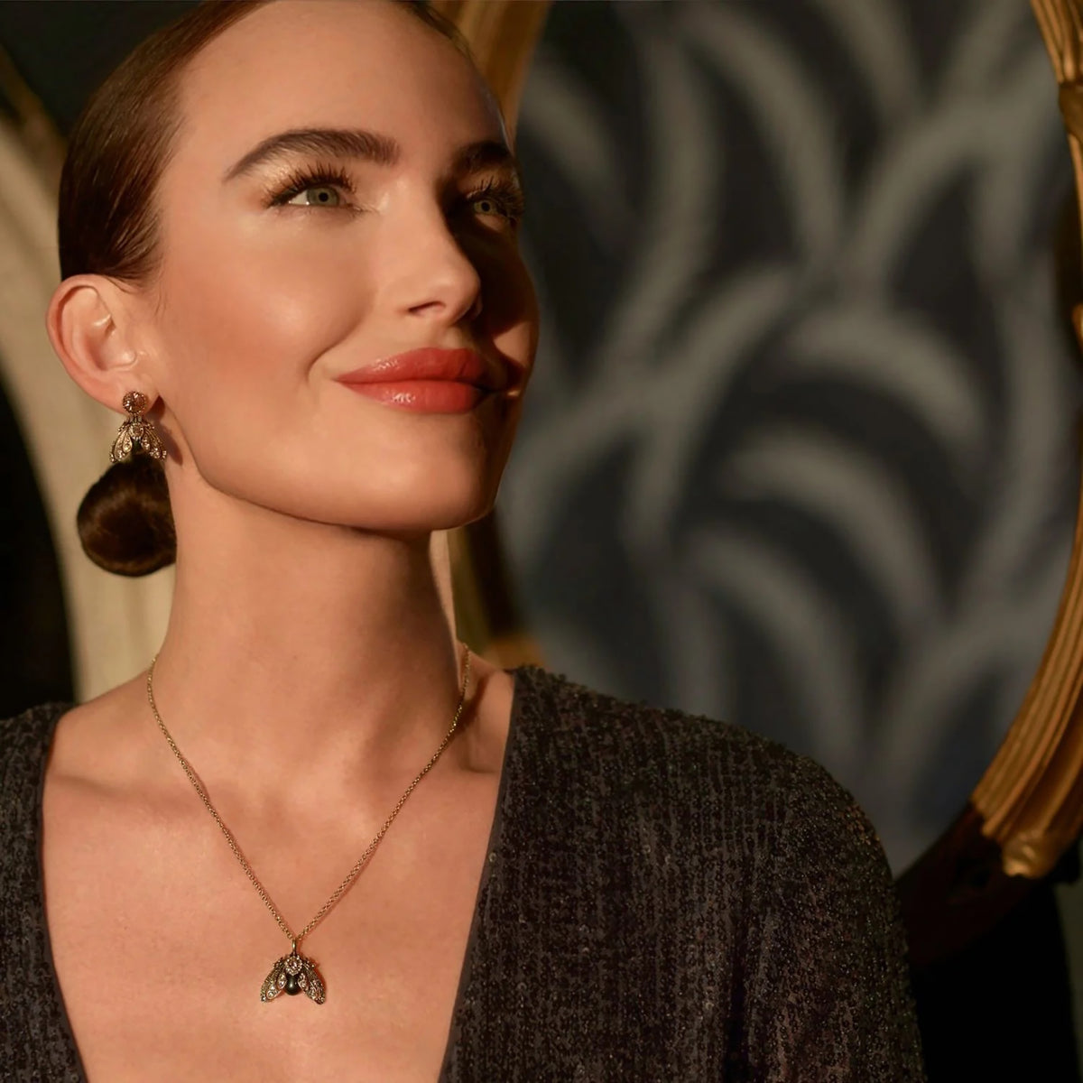 Bejeweled Moth Pendant Necklace